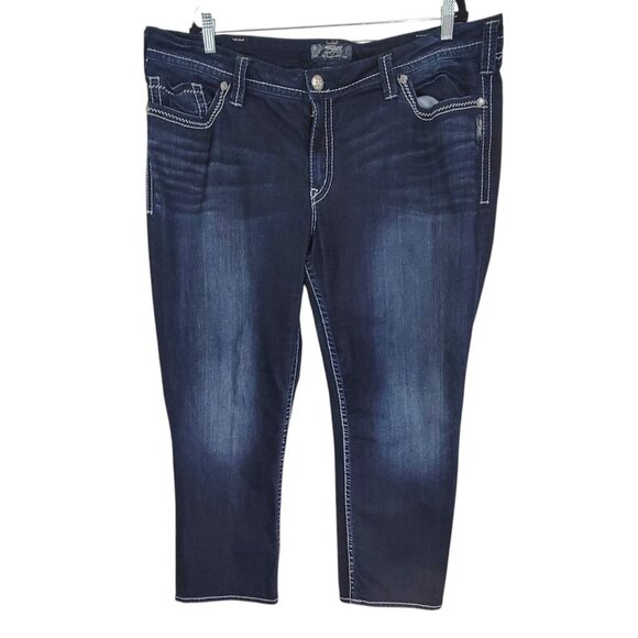 Silver Jeans Co Womens Blue Suki Flap Pockets Capri Denim Mid Rise Size 24 - Picture 2 of 11